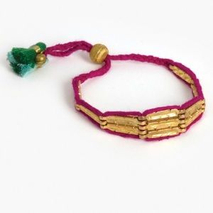 (Noonday Collection) Pink and Gold Tassel Bracelet